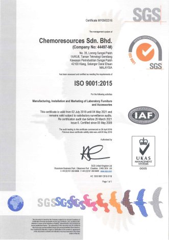 Chemoresources ISO 9001 2015 UKAS